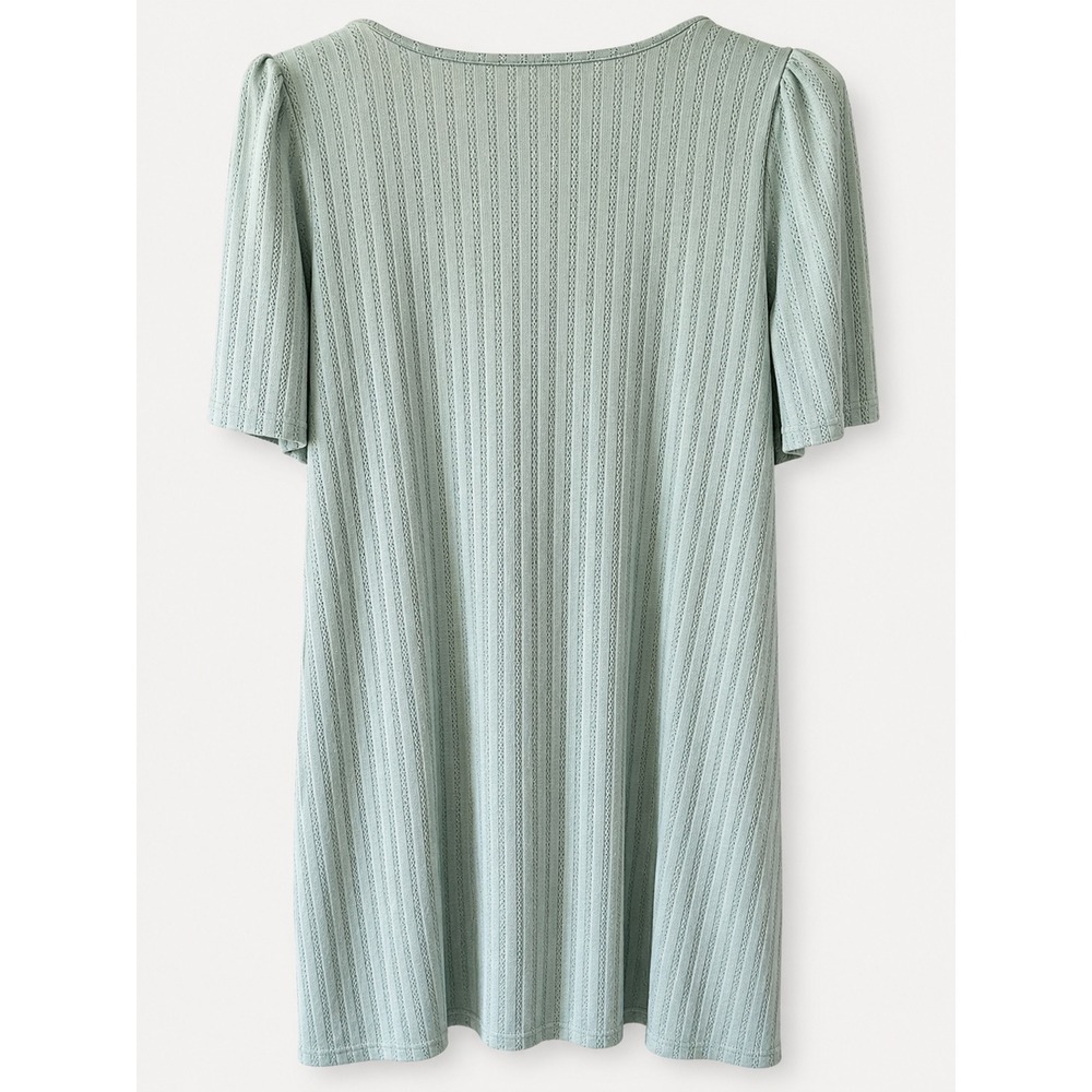 Unbranded Shift Dress Women XL Sage Green Excellent Textured Knit Square Neck - Picture 3 of 14